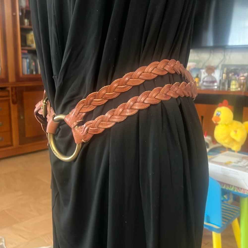 Polo RALPH LAUREN EQUESTRIAN DOUBLE STRAP braided leather BELT S/ M - Picture 2 of 7